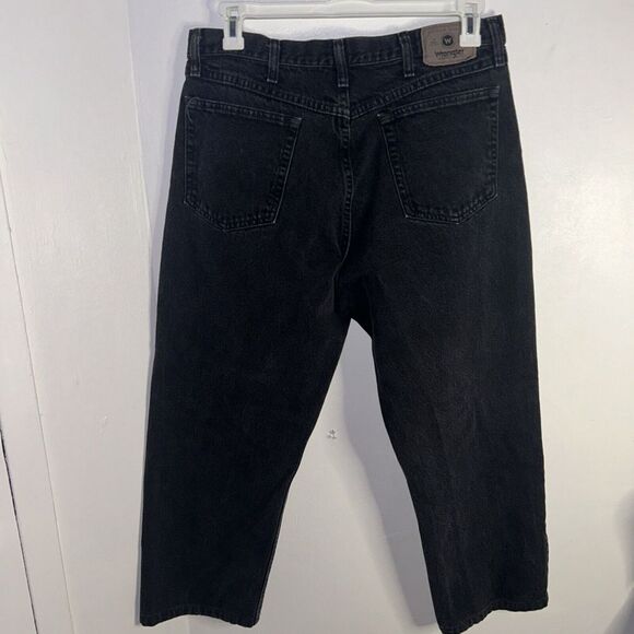 Vintage 90s Wrangler Black Denim Jeans 13MWZWK Size 36x30 Made In The USA - Picture 5 of 9